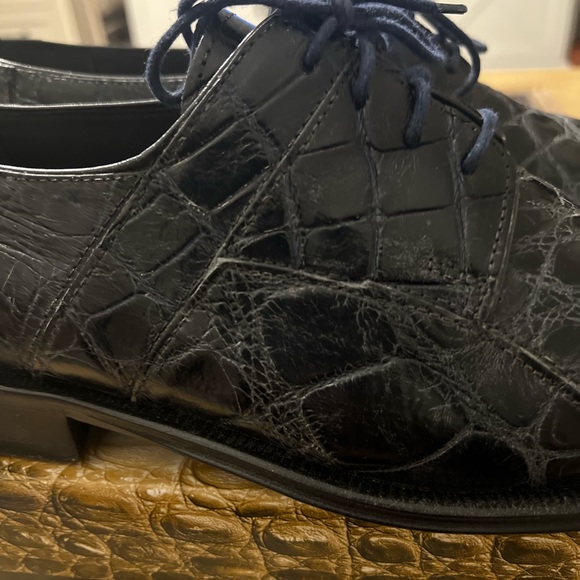 David Eden Alligator Skin Dress Derby Shoes Blue 9M - Picture 11 of 16